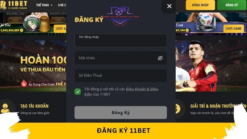 Bảng thông tin đăng ký 11BET 