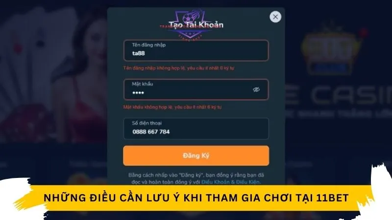 Những điều cần lưu ý khi tham gia chơi tại 11BET 