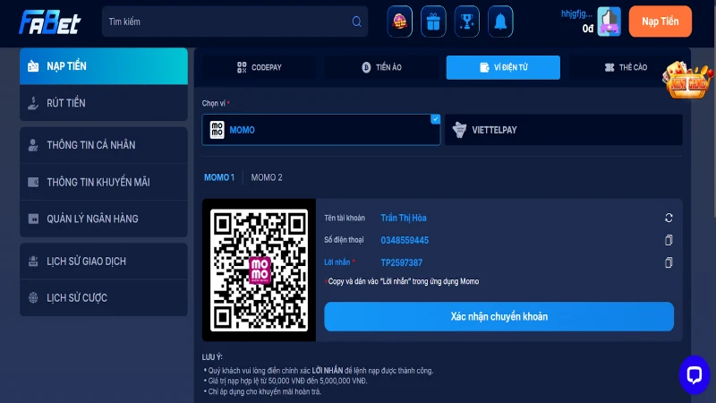 Hướng dẫn chuyển tiền nhanh với ví điện tử tại Fabet 