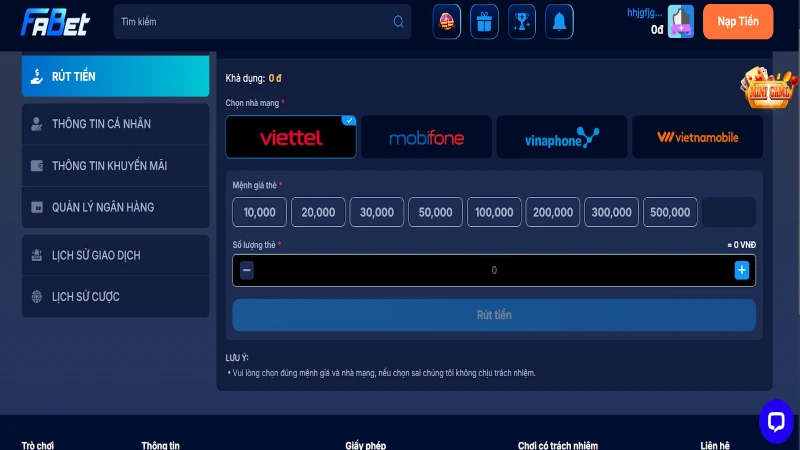 Vài lưu ý trong quá trình nạp rút tiền tại Fabet